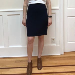 St John Navy Wool Knit Pencil Skirt